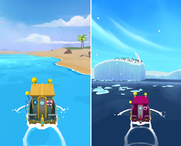 Gameplay stills from the Sea Hero Quest dementia research app game