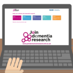Graphic of a person using the Join Dementia Research learn tool